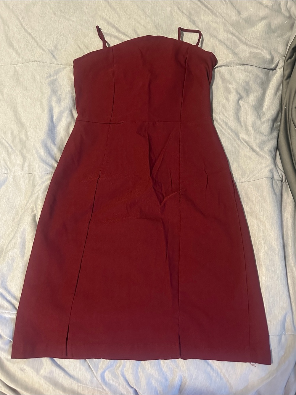 Altar'd State Strapless Burgundy Midi Dress